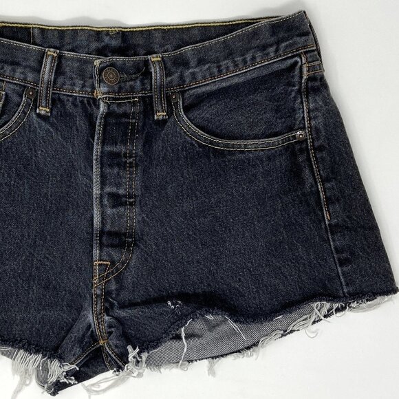 LEVI'S | Distressed Denim Cut-Off Shorts Black - Picture 8 of 8